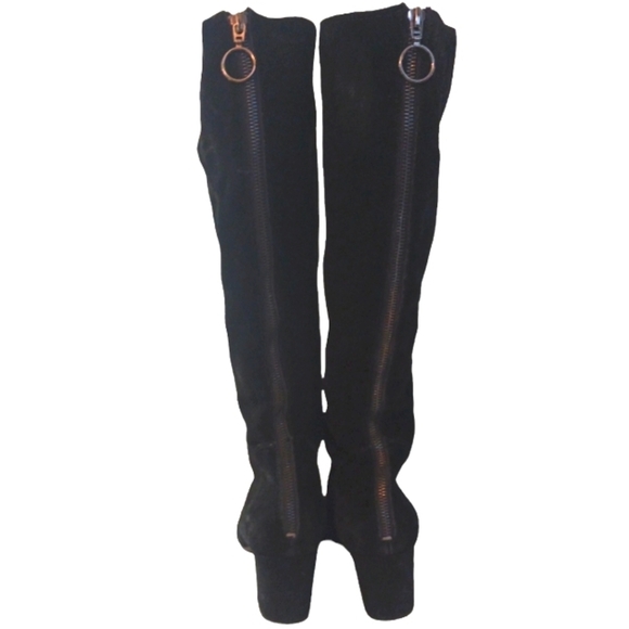 Steve Madden Tall Black Suede Block Heel Boots Haydun size 9.5 Knee High Boots - Picture 6 of 12